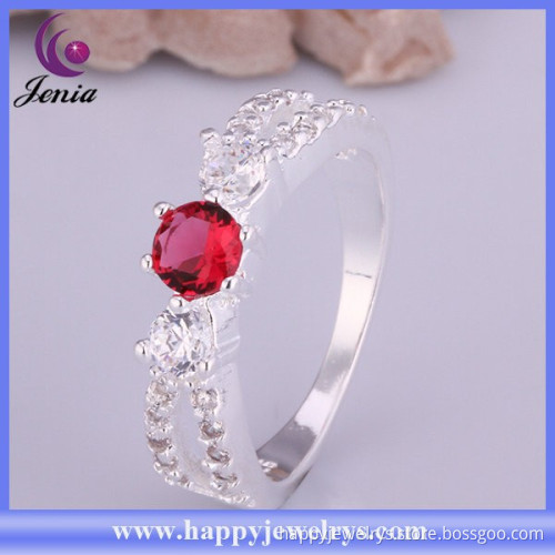 High quality red zircon women wedding ring 925 silver plated custom ring ( CR401)